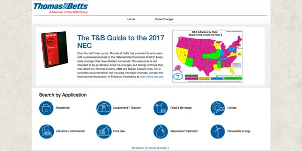 Thomas & Betts Provides New Web Analysis for 2017 NEC
