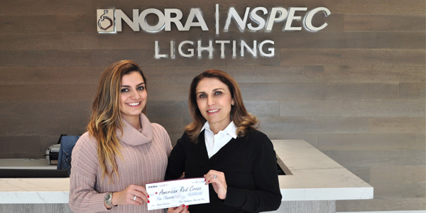 Nora Lighting Team Presents Holiday Donation to American Red Cross for Wildfire Relief