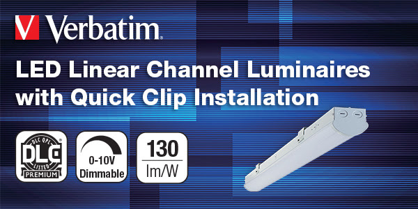 Verbatim’s LED Linear Channel Luminaires with Quick Clip Installation