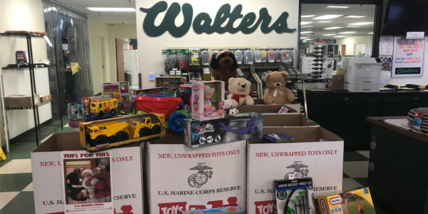 Walters collected over 12 boxes for Toys for Tots Foundation