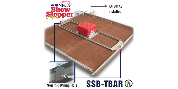 ORBIT INDUSTRIES’ SIMPLE SUPPORT BRACKET WITH T-BAR CLIPS (SSB-TBAR) WINS 2018 NECA SHOWSTOPPER AWARD