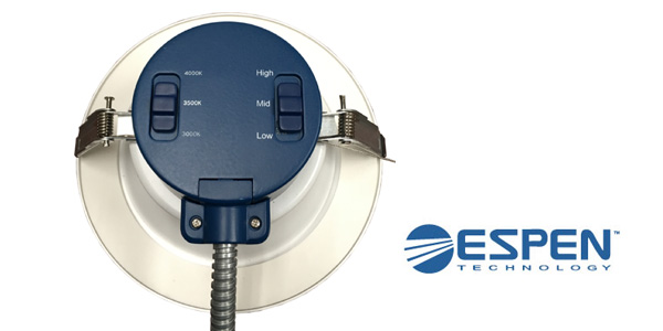 Espen Technology Launches Commercial Downlights with Field-Adjustable Output & CCT  