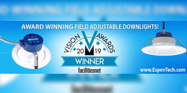 Espen Technology Recognized with Vision Award for Field-Adjustable Downlights
